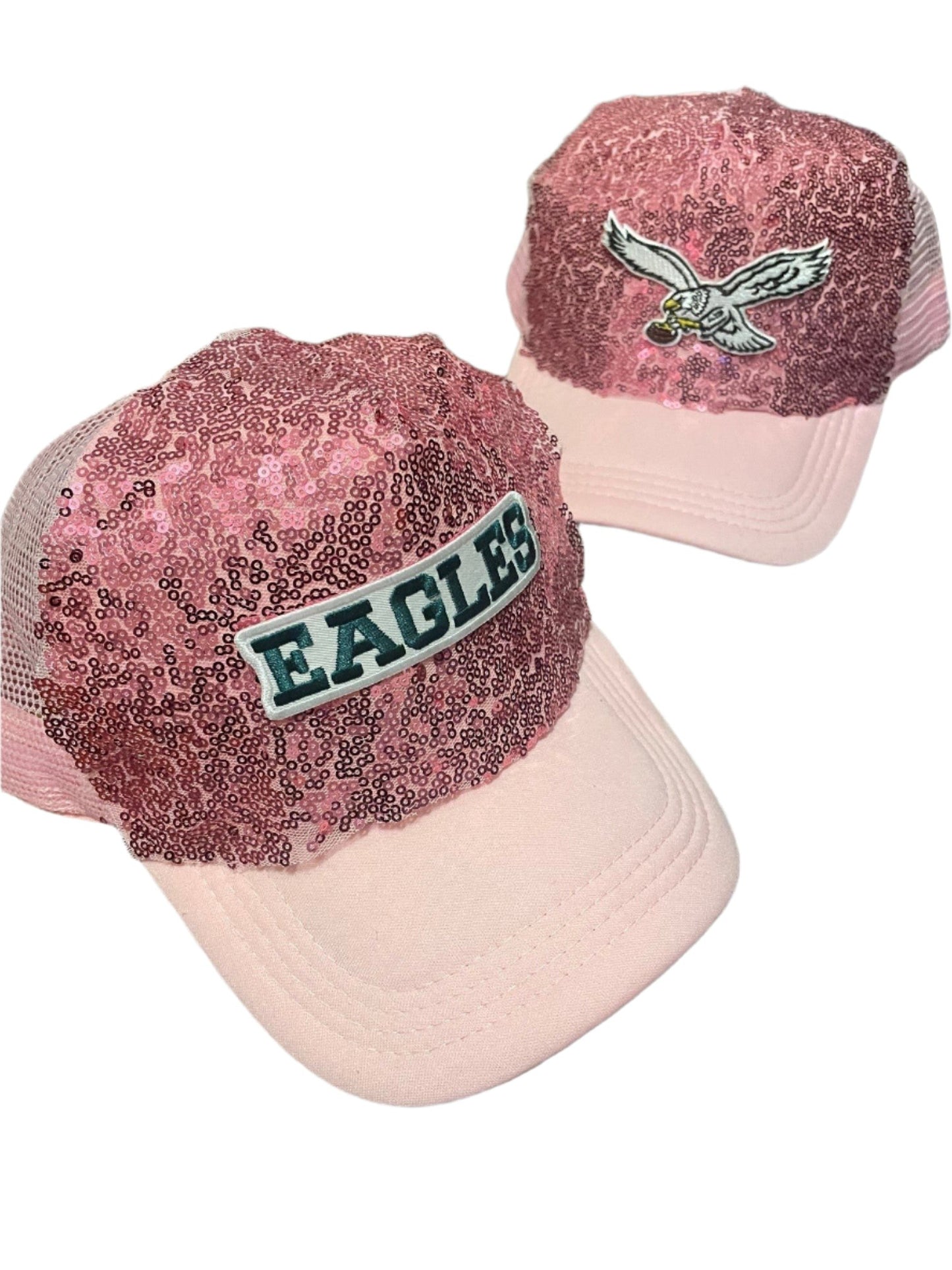 Eagles Pink Sequin Hat with Large Bird Logo