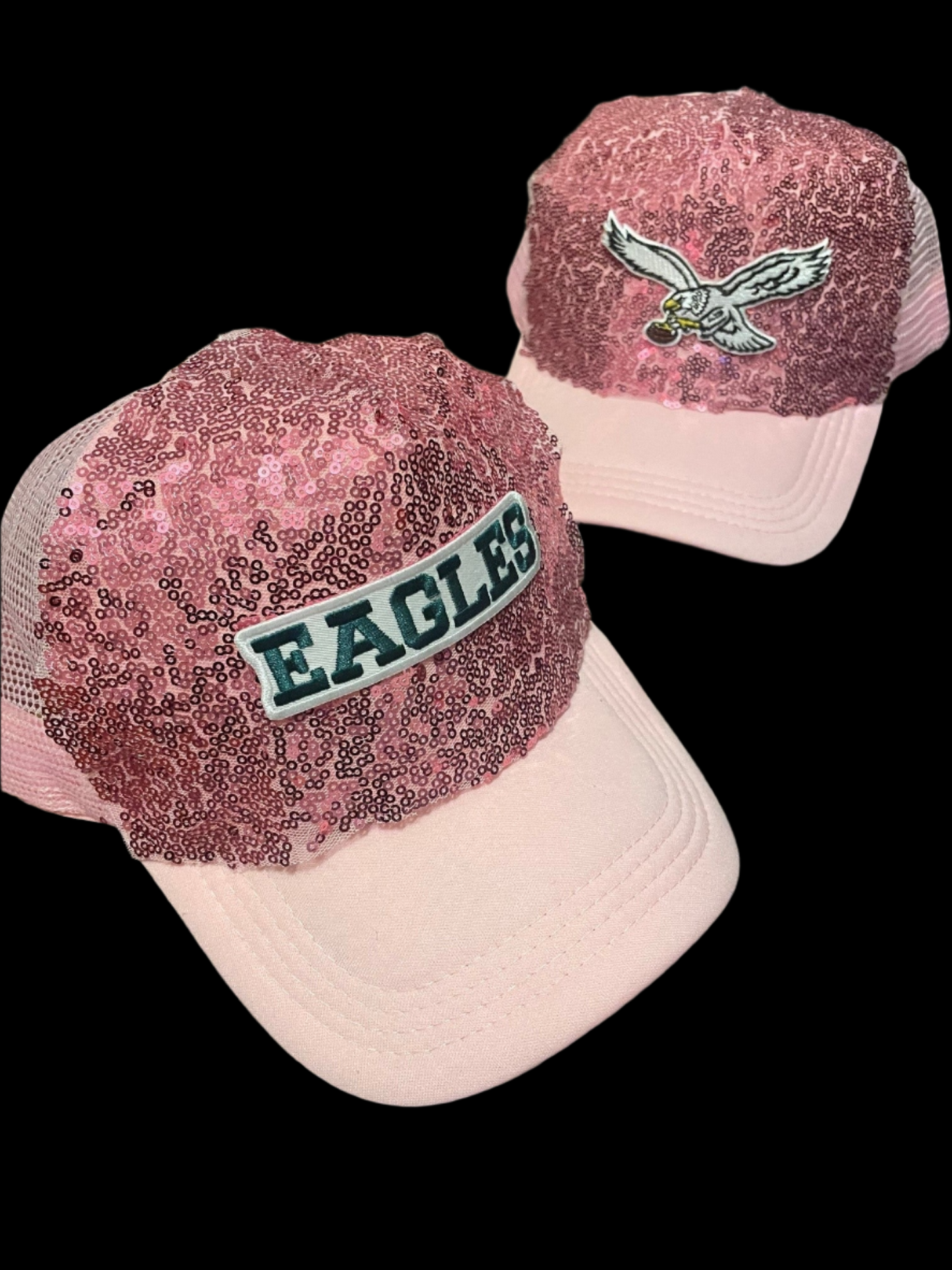 Eagles Pink Sequin Hat with Large Bird Logo