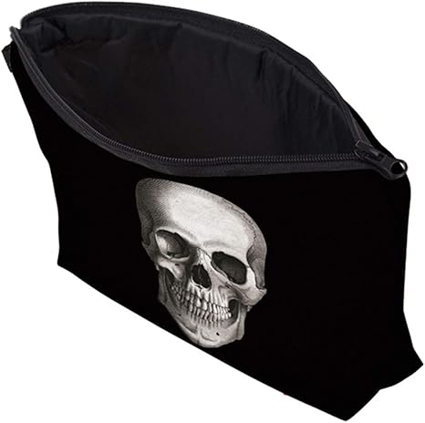 Skull 3D Printed Black Cosmetic Bag