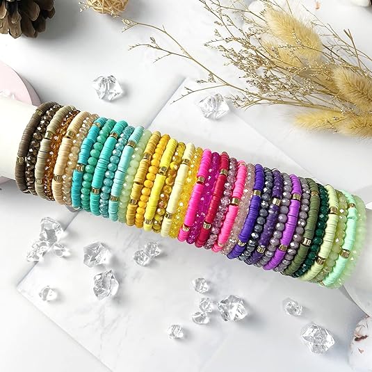 36Pcs Bohemian Multi-Layer Beaded Stacking Statement Bracelets