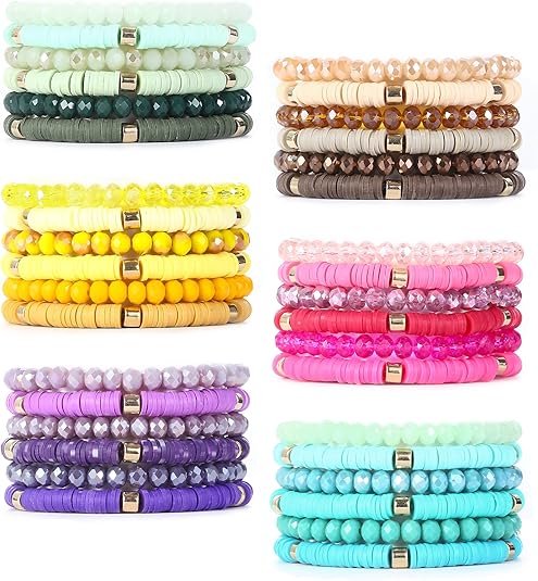 36Pcs Bohemian Multi-Layer Beaded Stacking Statement Bracelets