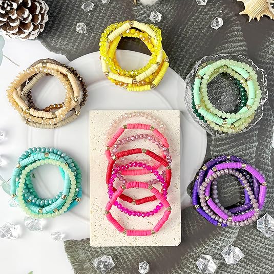 36Pcs Bohemian Multi-Layer Beaded Stacking Statement Bracelets