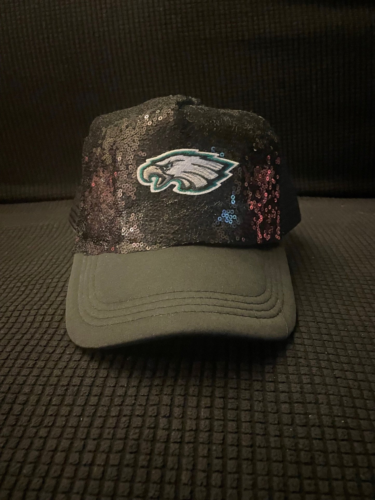 Eagles Black Sequin Hat with Bird Logo