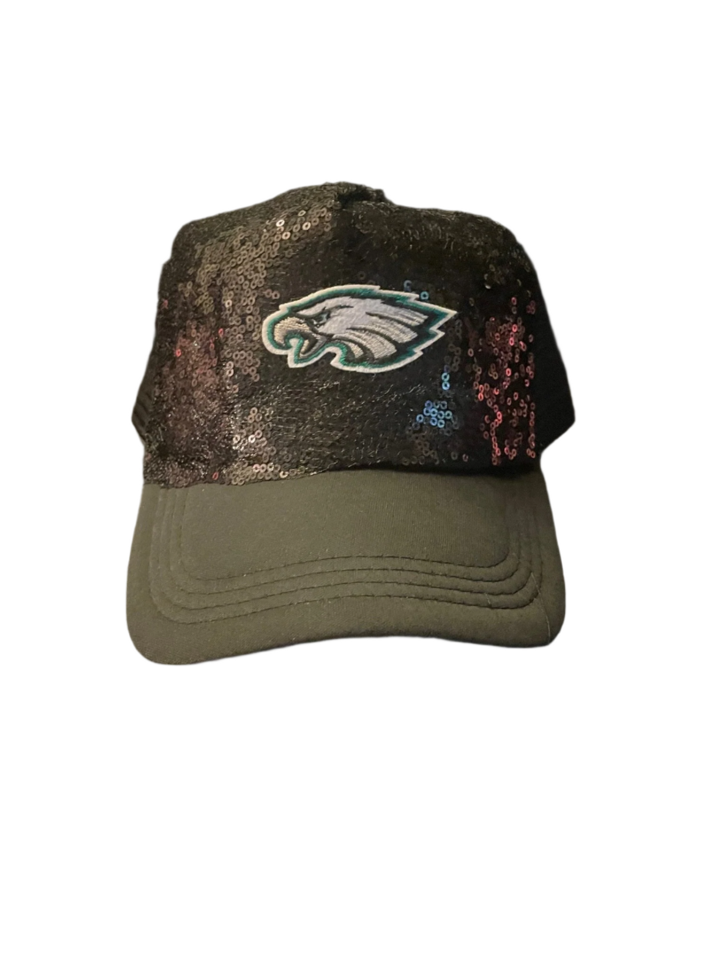 Eagles Black Sequin Hat with Bird Logo