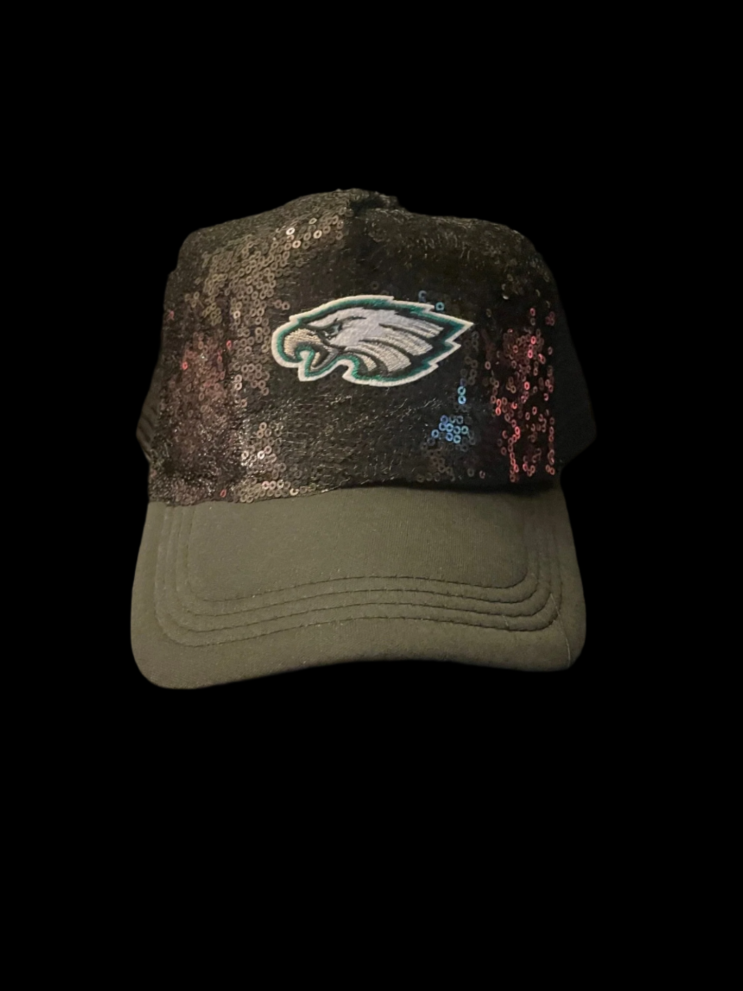 Eagles Black Sequin Hat with Bird Logo