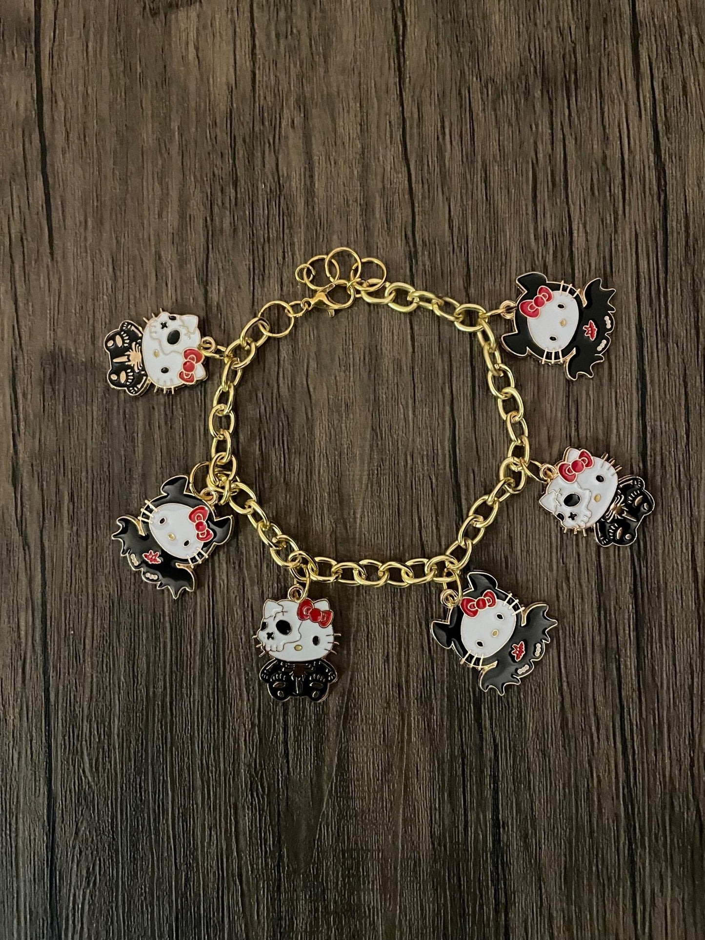 Hello Kitty Black Bat Halloween Charm Bracelet