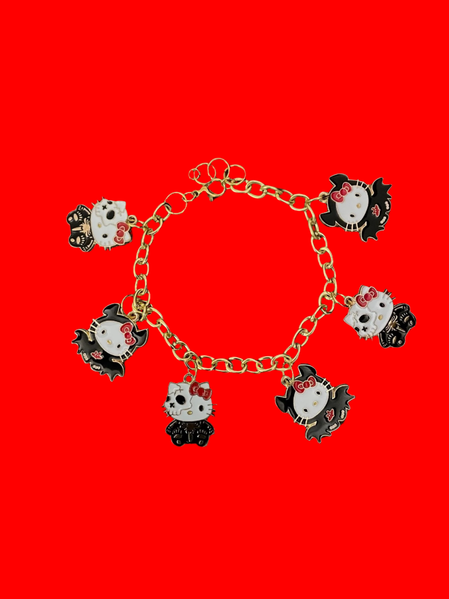 Hello Kitty Black Bat Halloween Charm Bracelet