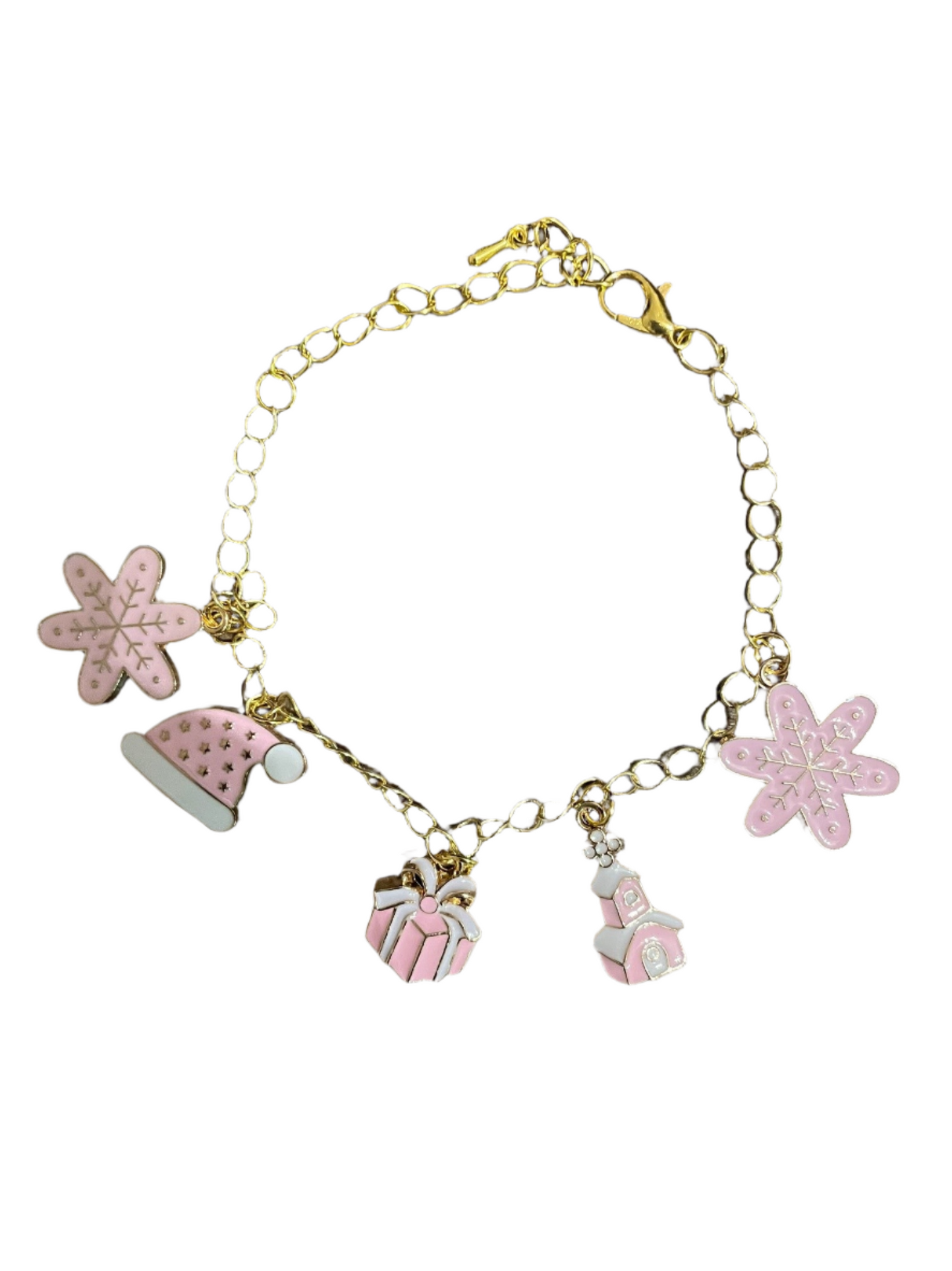 Pink Christmas Charm Bracelet