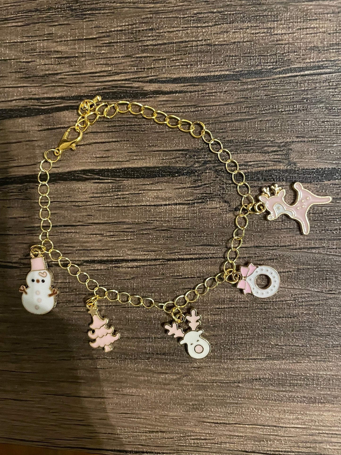 Pink Holiday Charm Bracelet