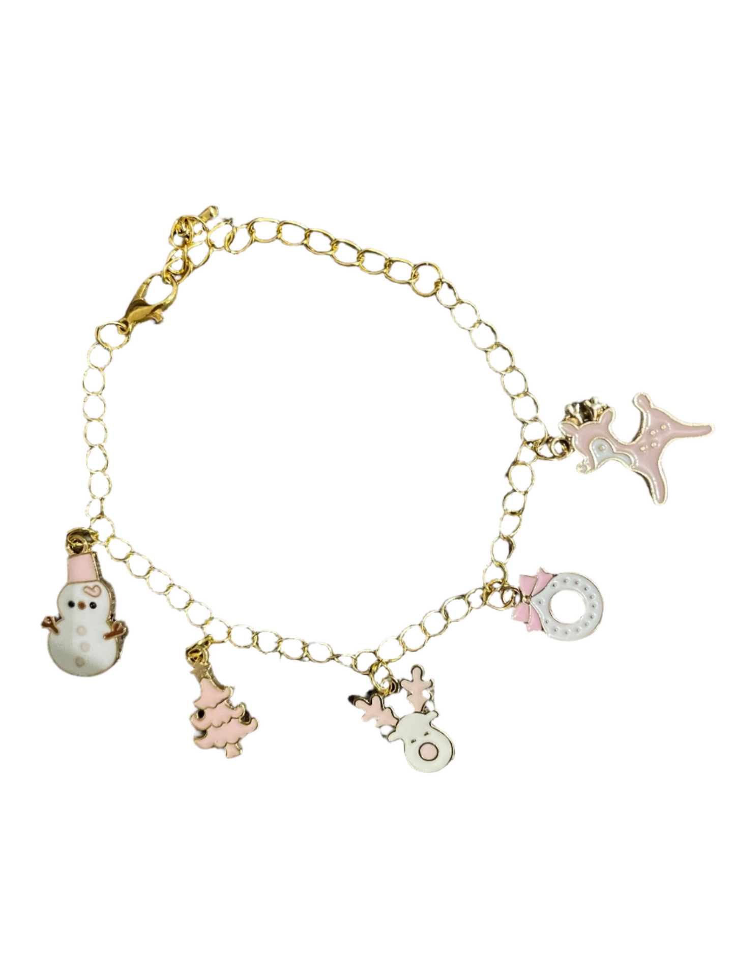 Pink Holiday Charm Bracelet