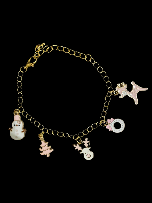 Pink Holiday Charm Bracelet