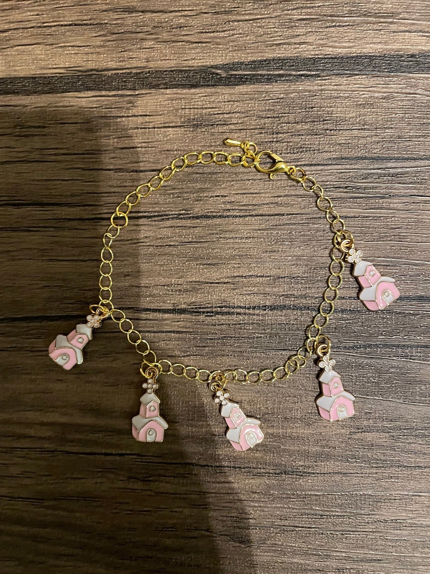 Pink Church Charm Bracelet