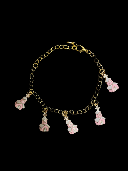 Pink Church Charm Bracelet