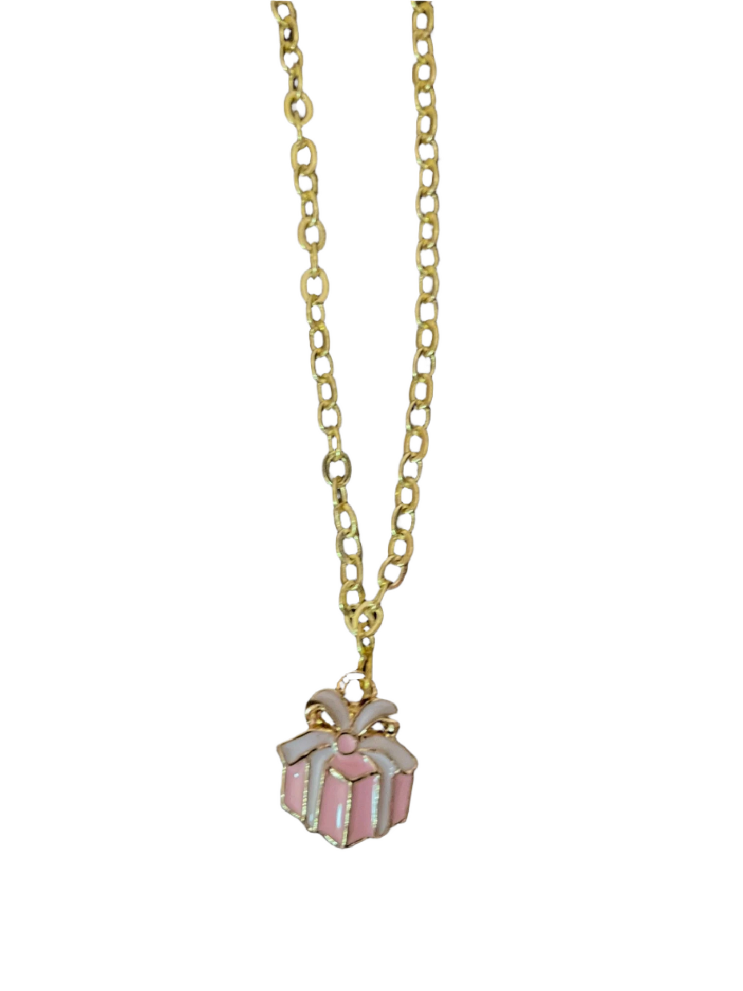 Pink Gift Box Charm Necklace