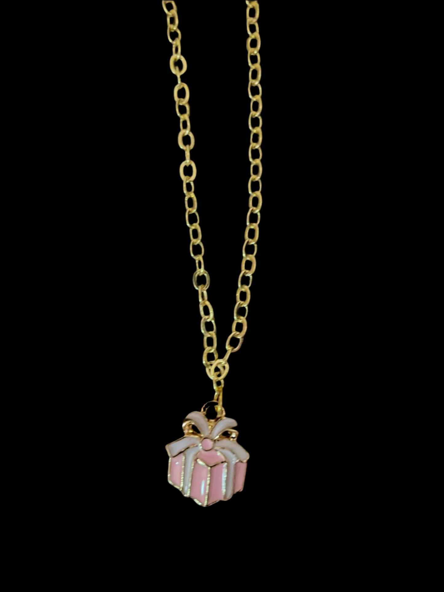 Pink Gift Box Charm Necklace