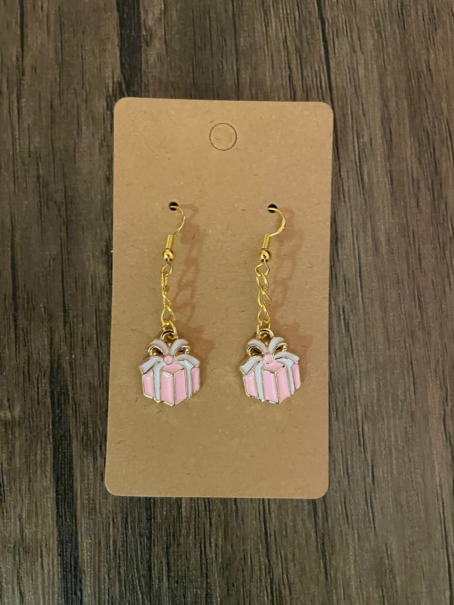 Pink Present Earrings with Gift Box