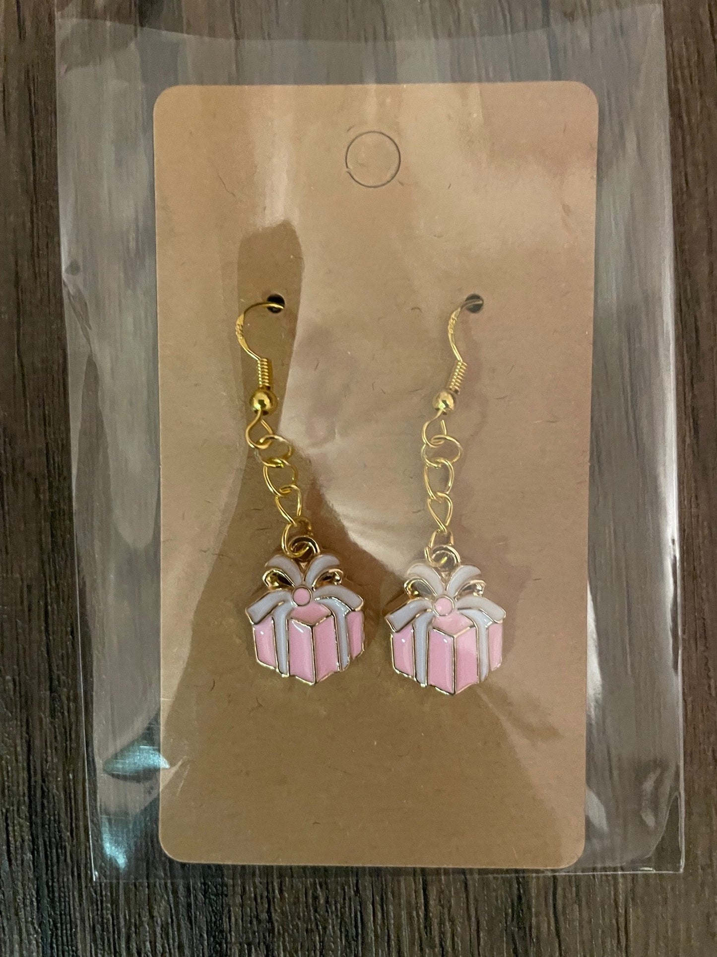 Pink Present Earrings with Gift Box