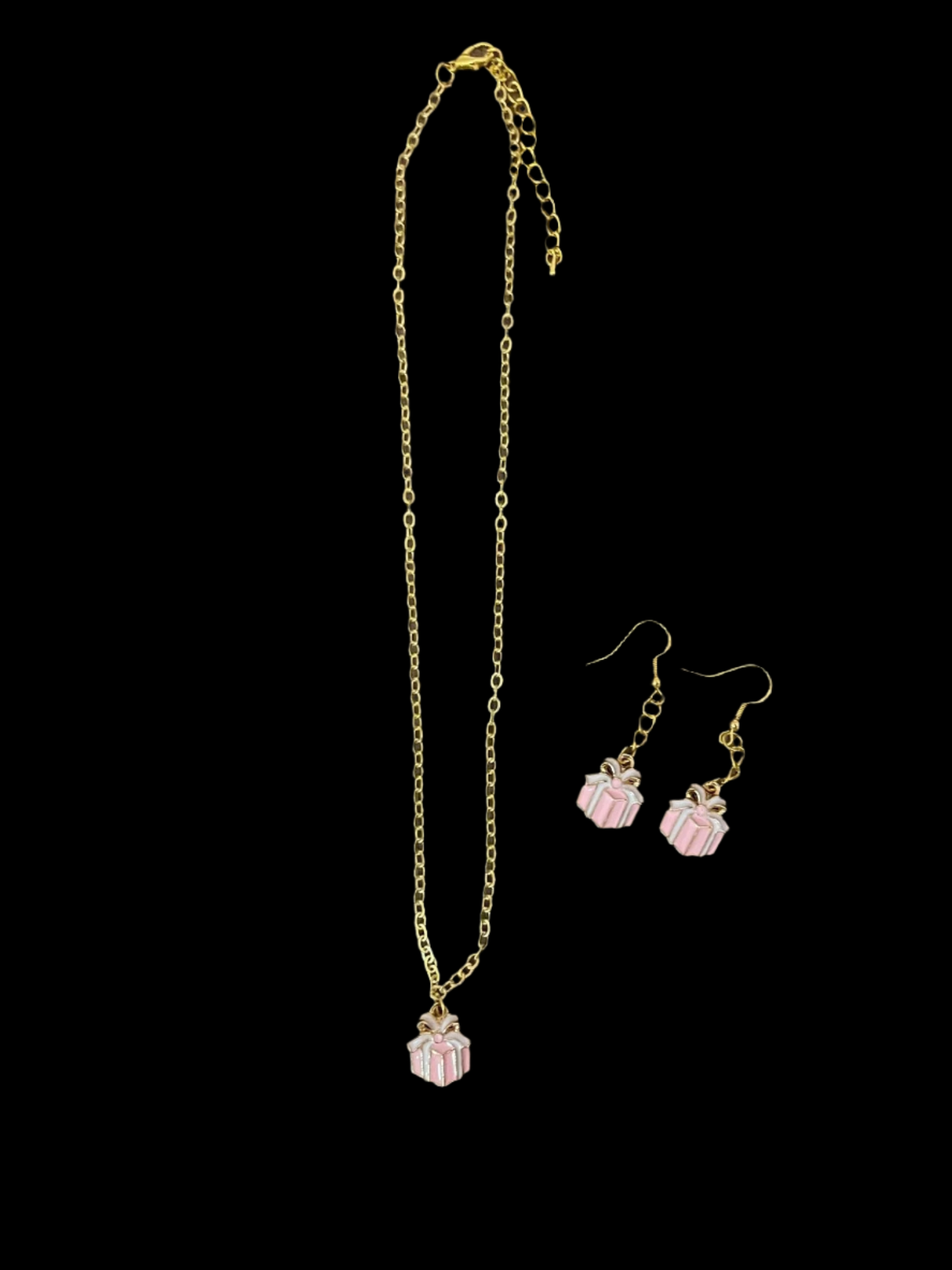 Pink Present Necklace and Earrings Gift Set