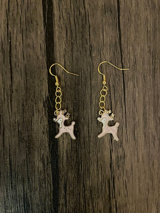 Pink Reindeer Earrings