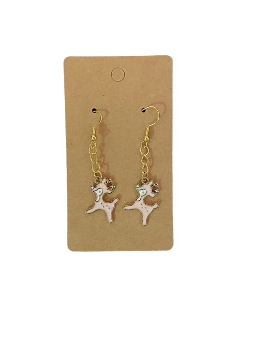 Pink Reindeer Earrings