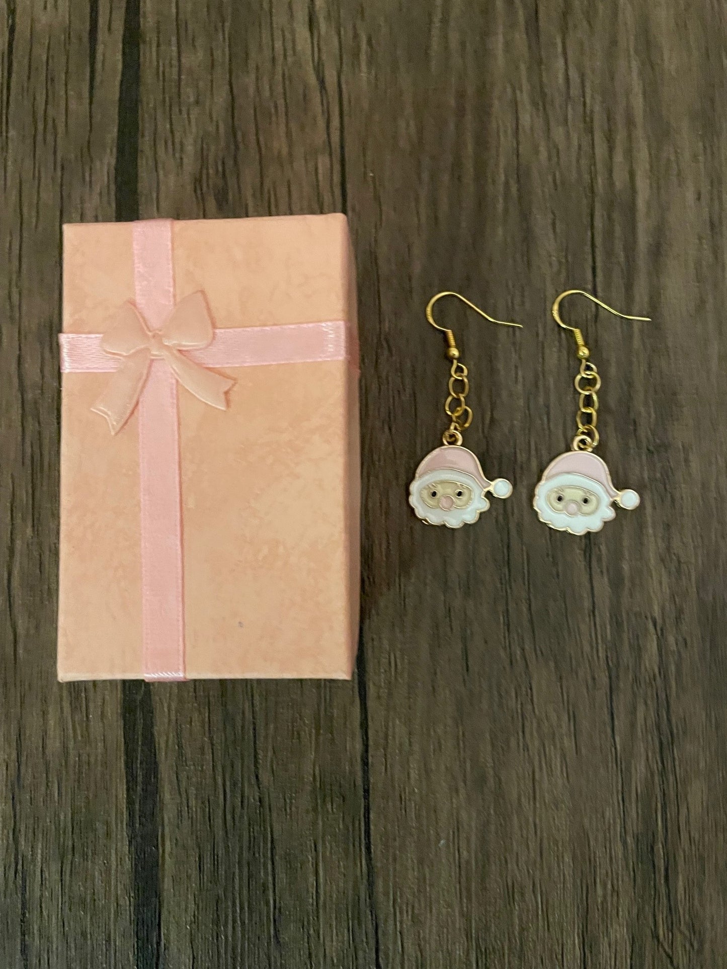 Pink Santa Earrings with Gift Box