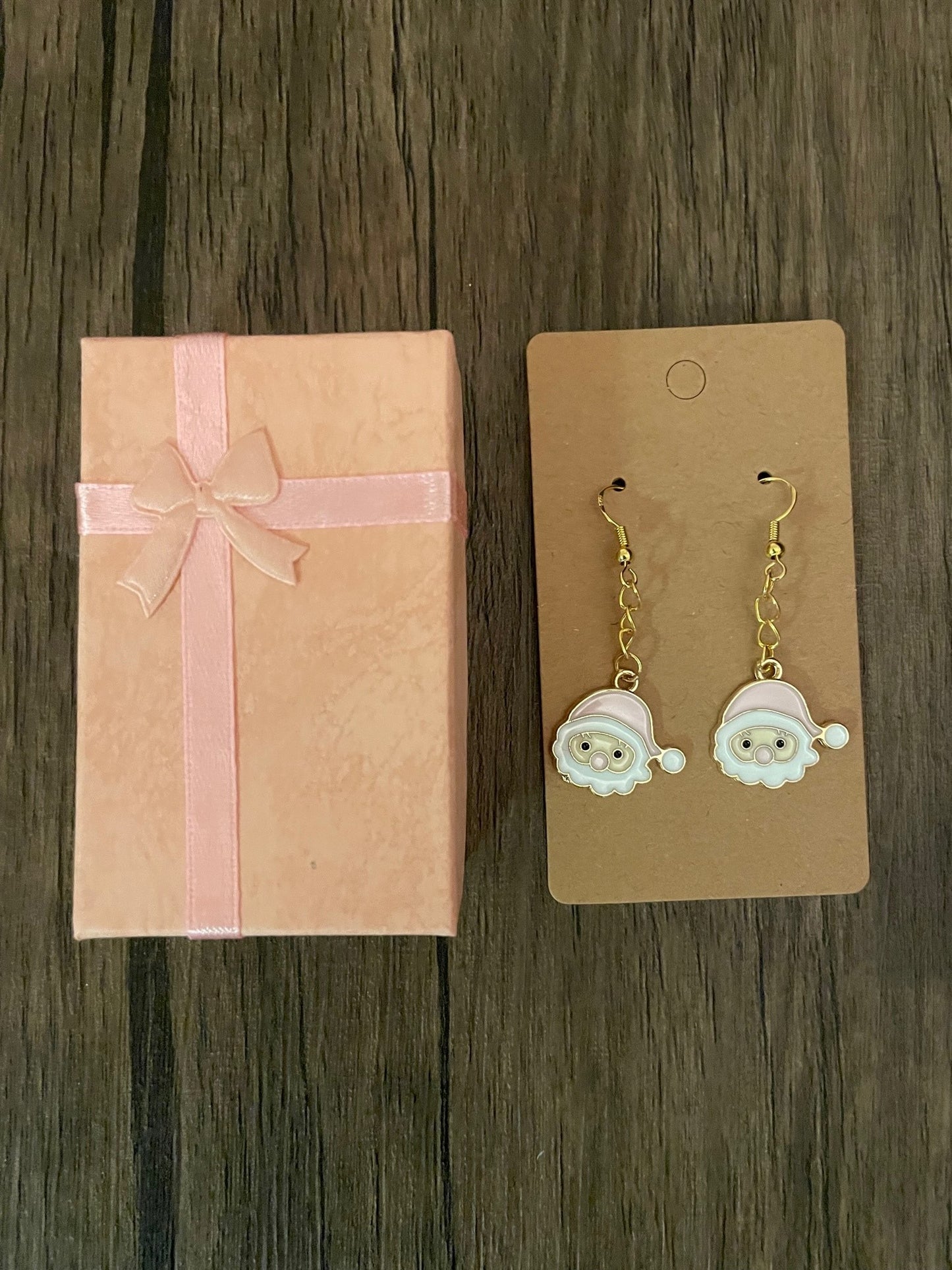 Pink Santa Earrings with Gift Box