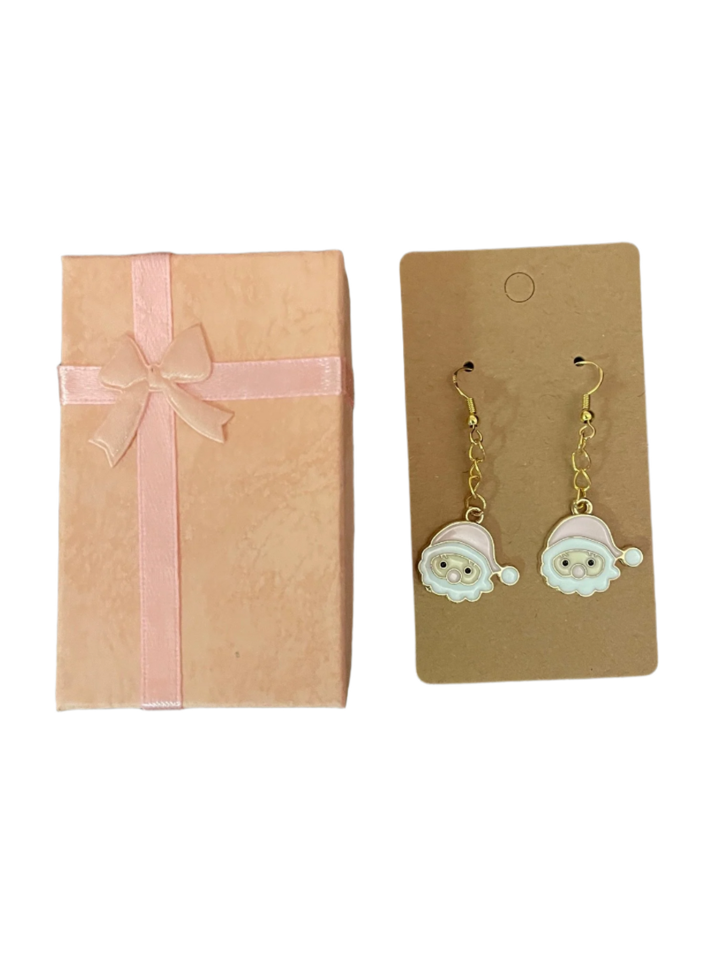 Pink Santa Earrings with Gift Box