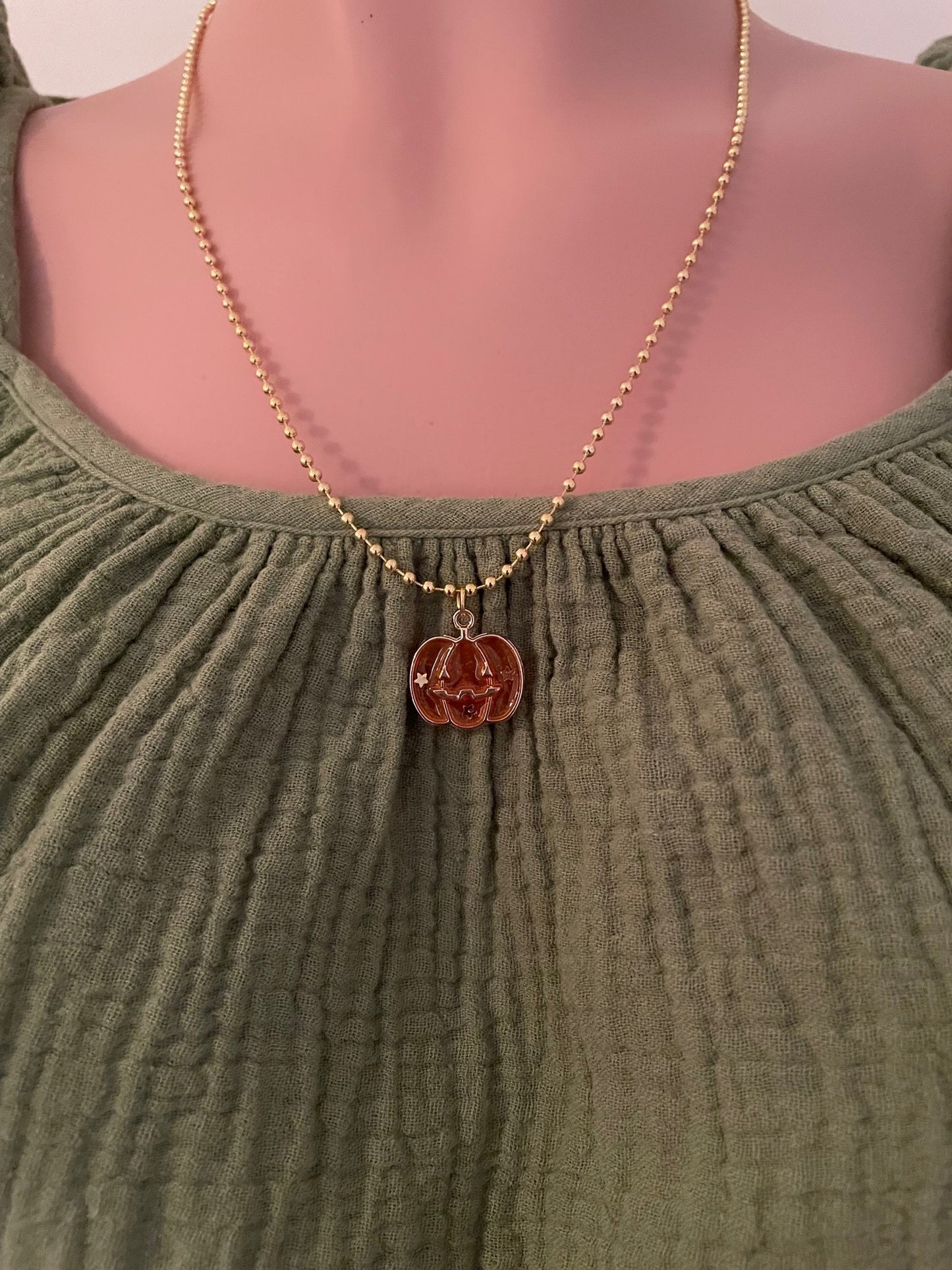 Pumpkin Charm Halloween Necklace