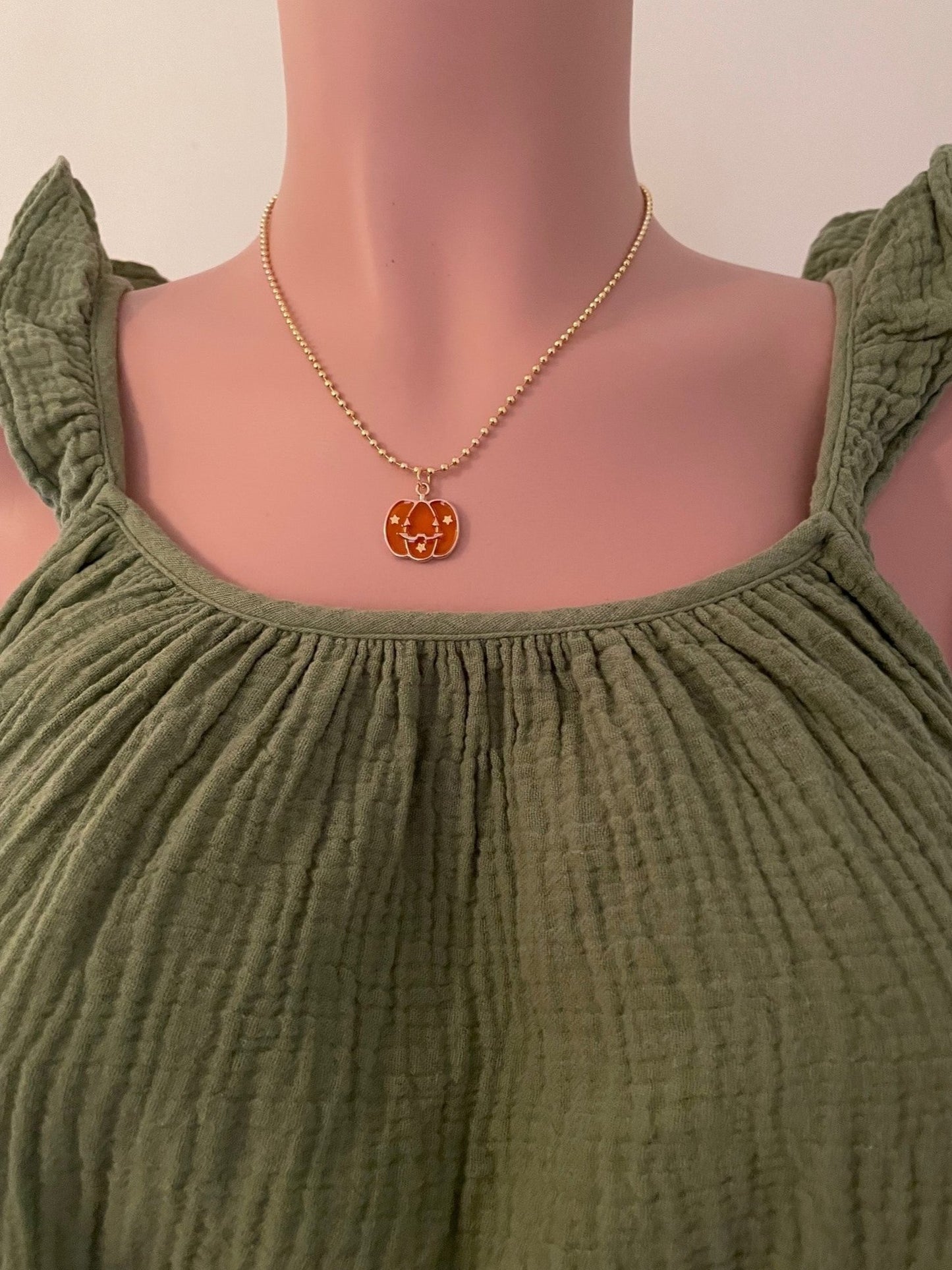 Pumpkin Charm Halloween Necklace