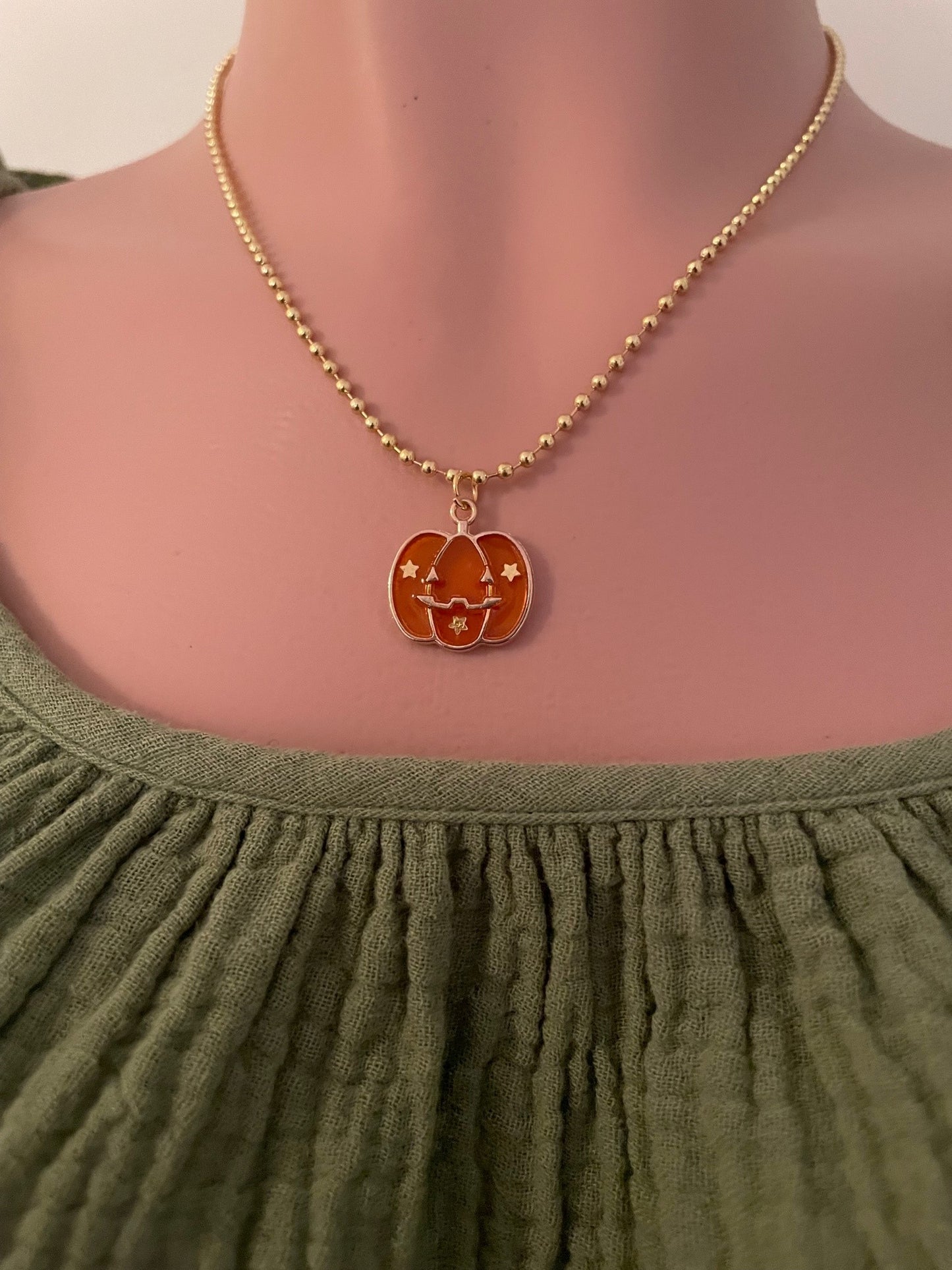 Pumpkin Charm Halloween Necklace