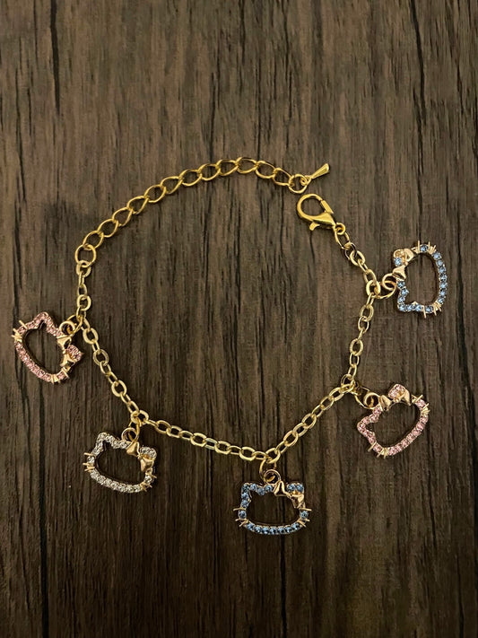 Rhinestone Hello Kitty Charm Bracelet