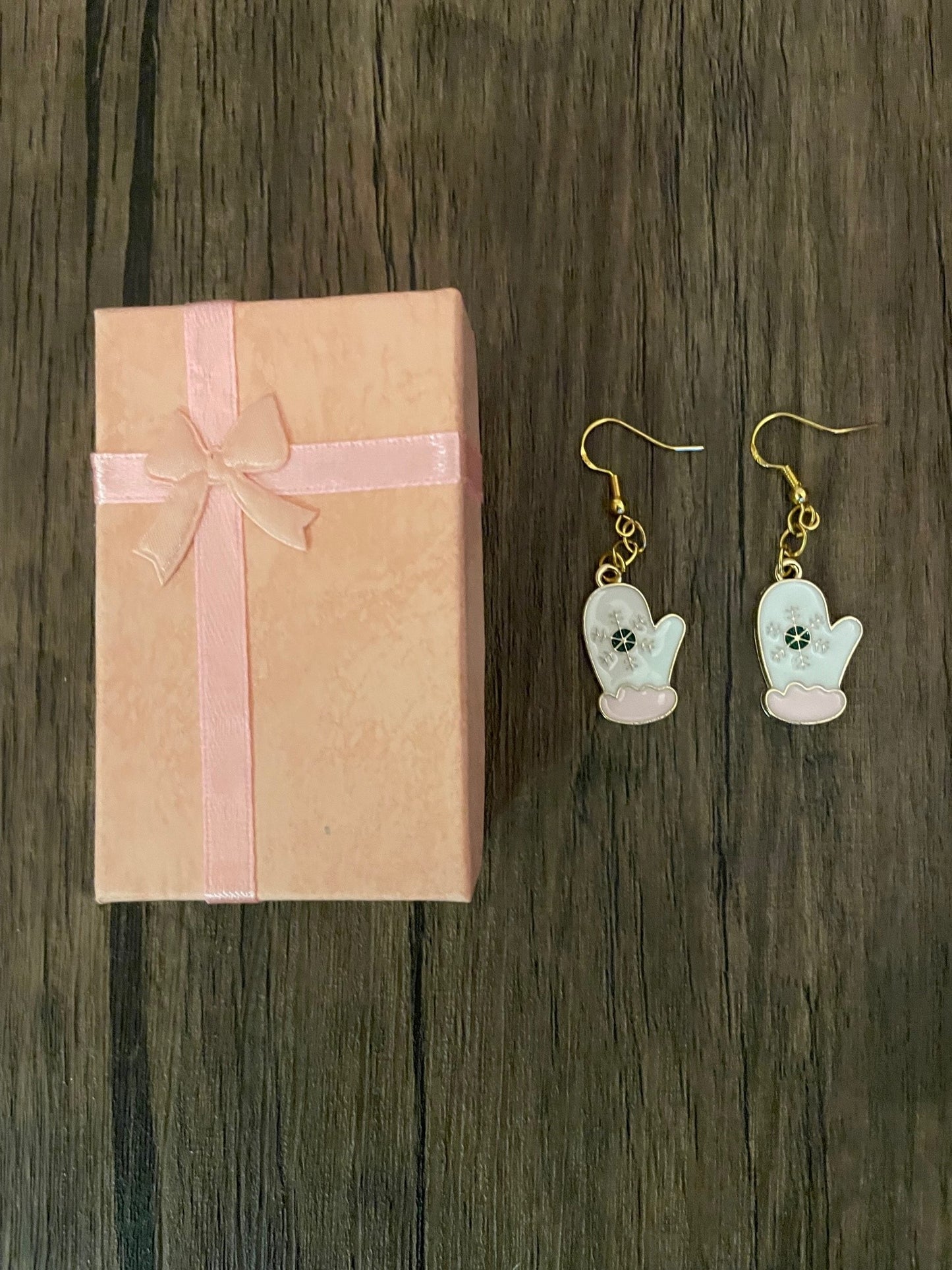 White Mitten Earrings with Gift Box