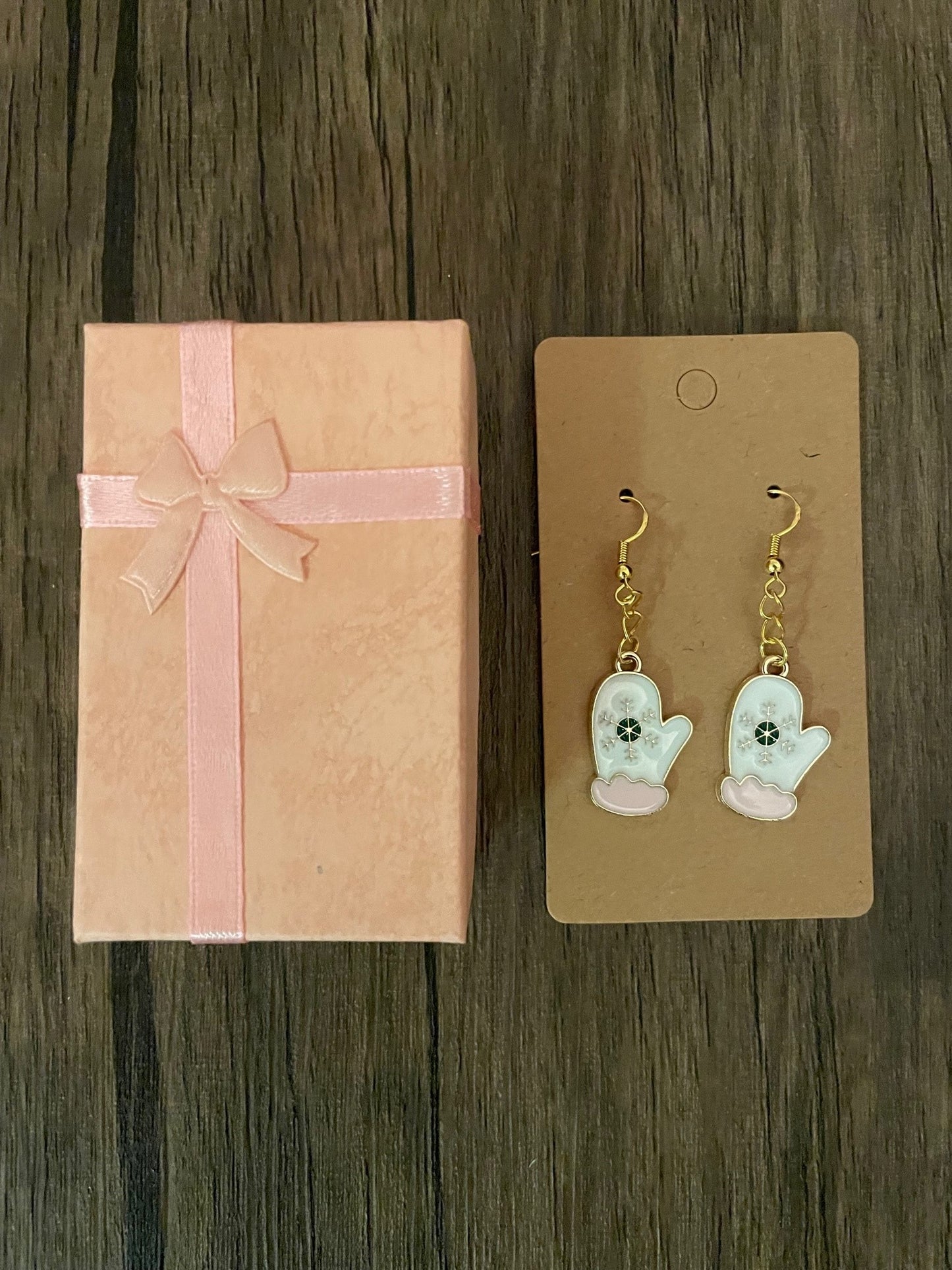 White Mitten Earrings with Gift Box