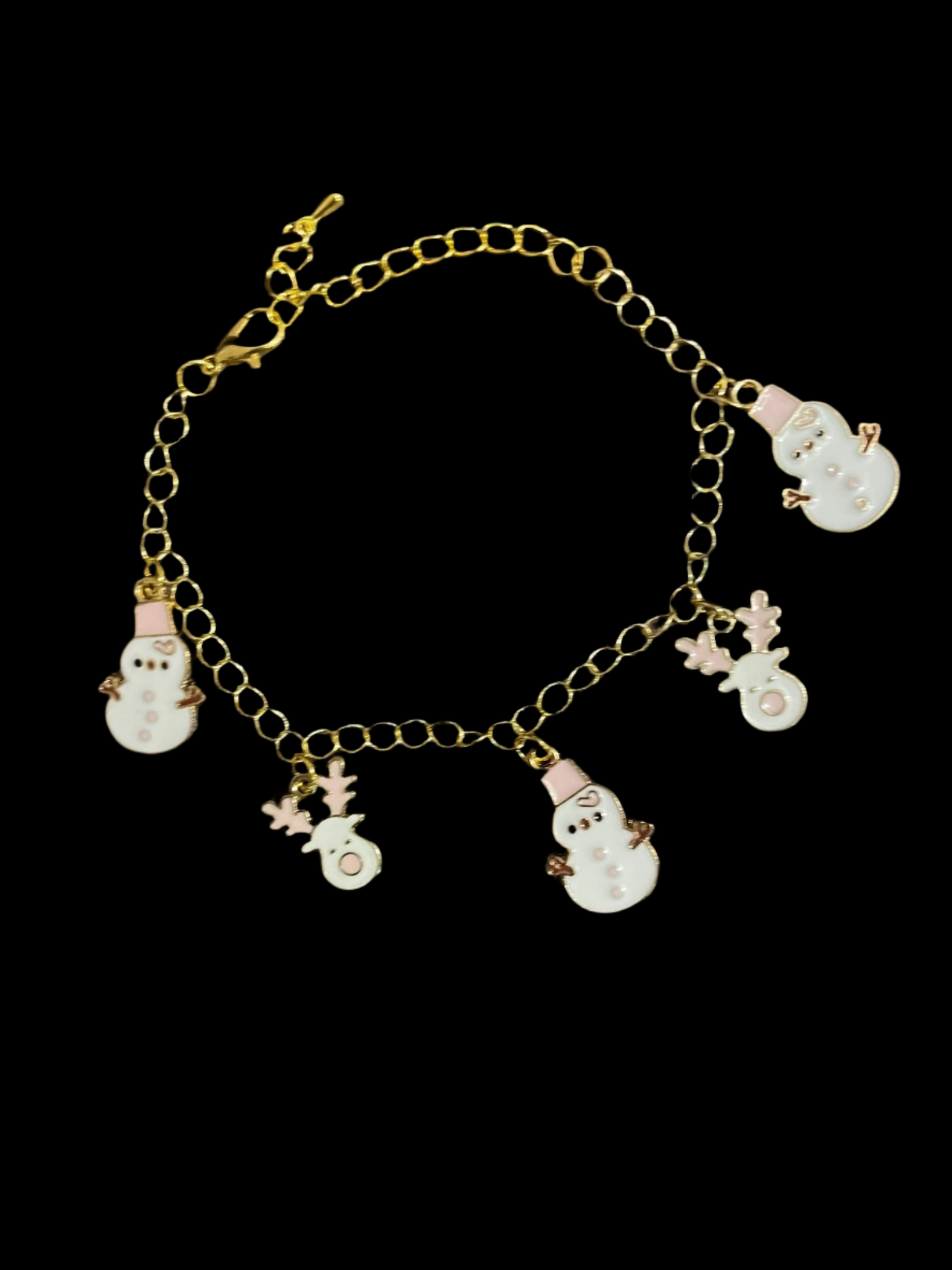 White Reindeer and Snowman Charm Bracelet