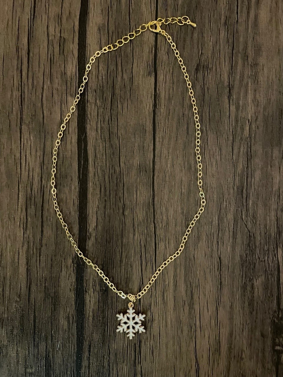 White Snowflake Charm Necklace