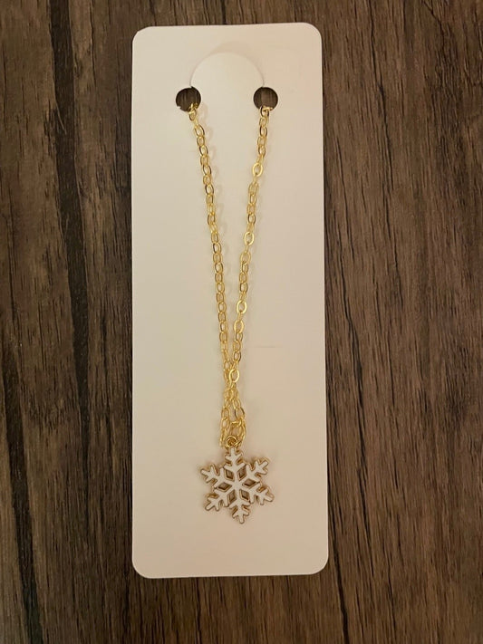 White Snowflake Charm Necklace