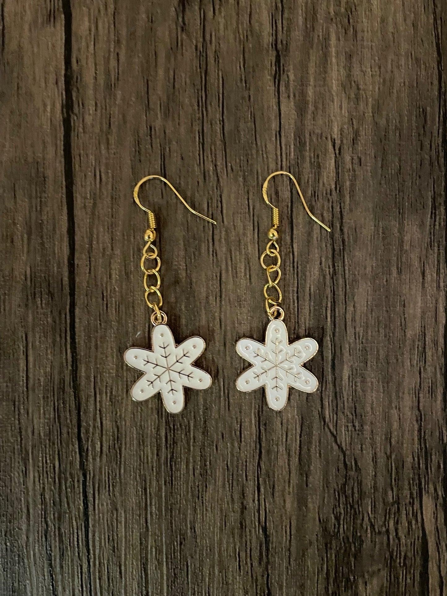 White Snowflake Earrings with Gift Box