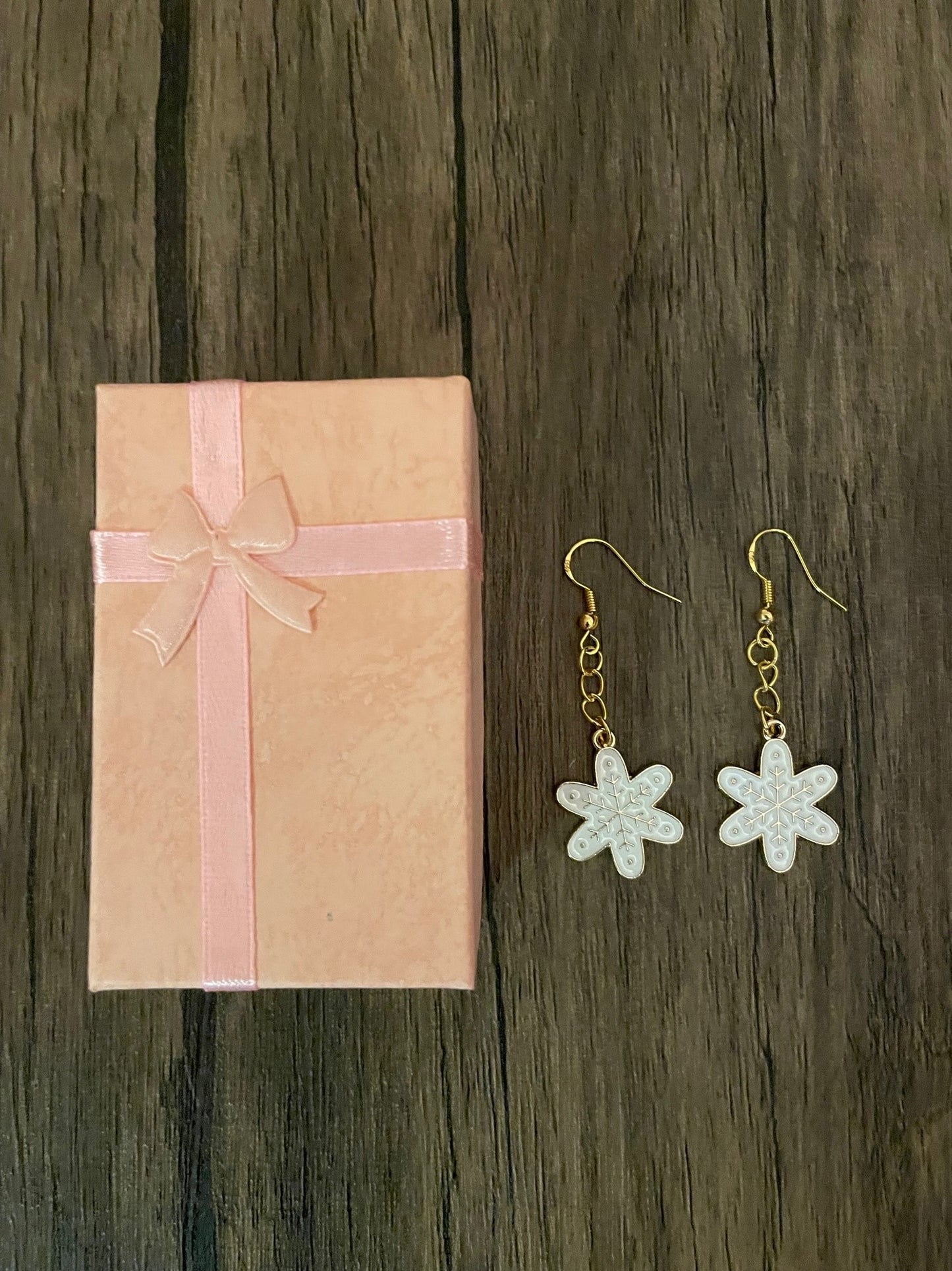 White Snowflake Earrings with Gift Box