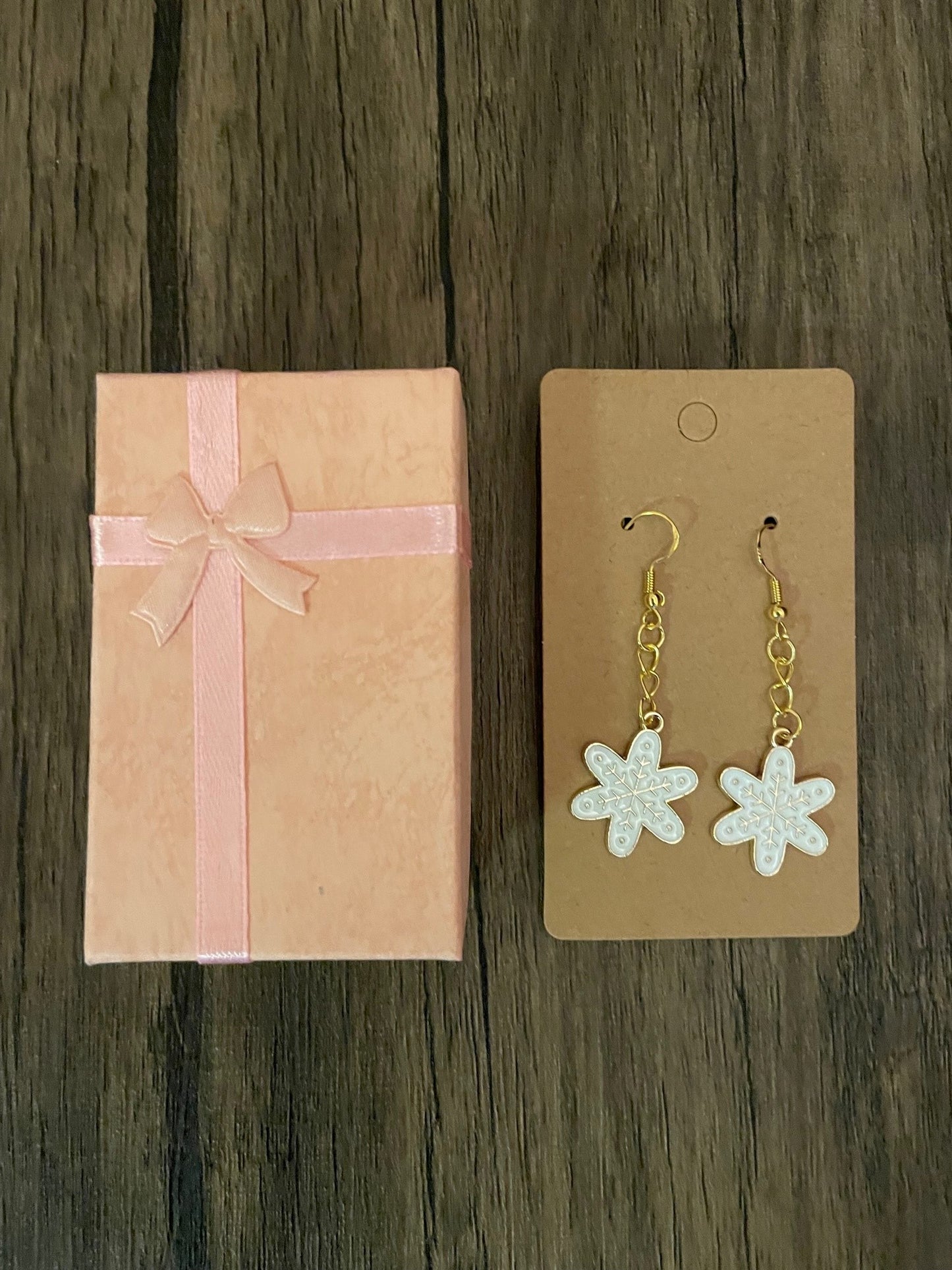 White Snowflake Earrings with Gift Box