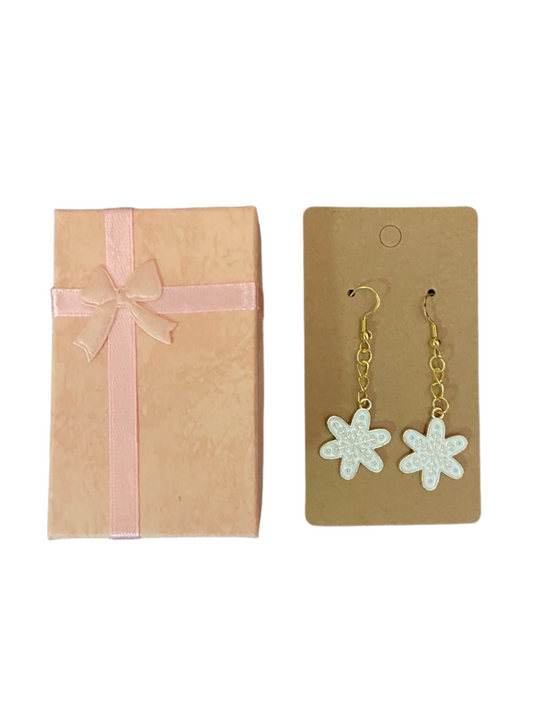 White Snowflake Earrings with Gift Box