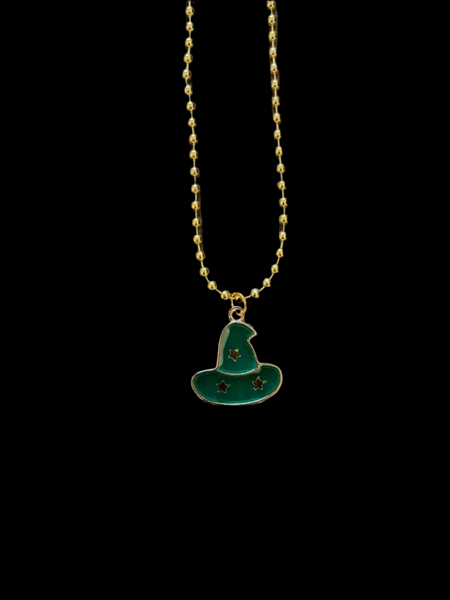 Green Witch Hat Charm Halloween Necklace