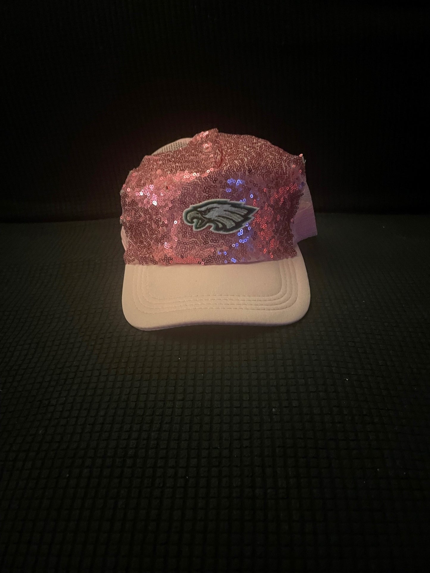 Eagles Pink Sequin Hat with Small Bird Logo