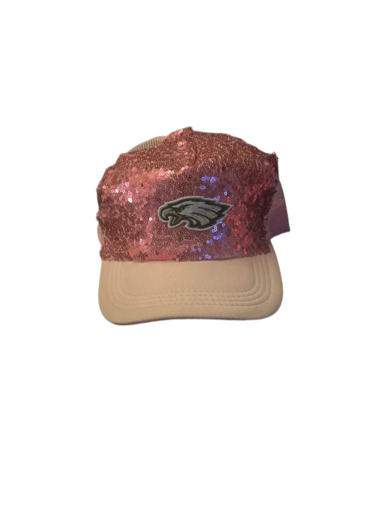 Eagles Pink Sequin Hat with Small Bird Logo