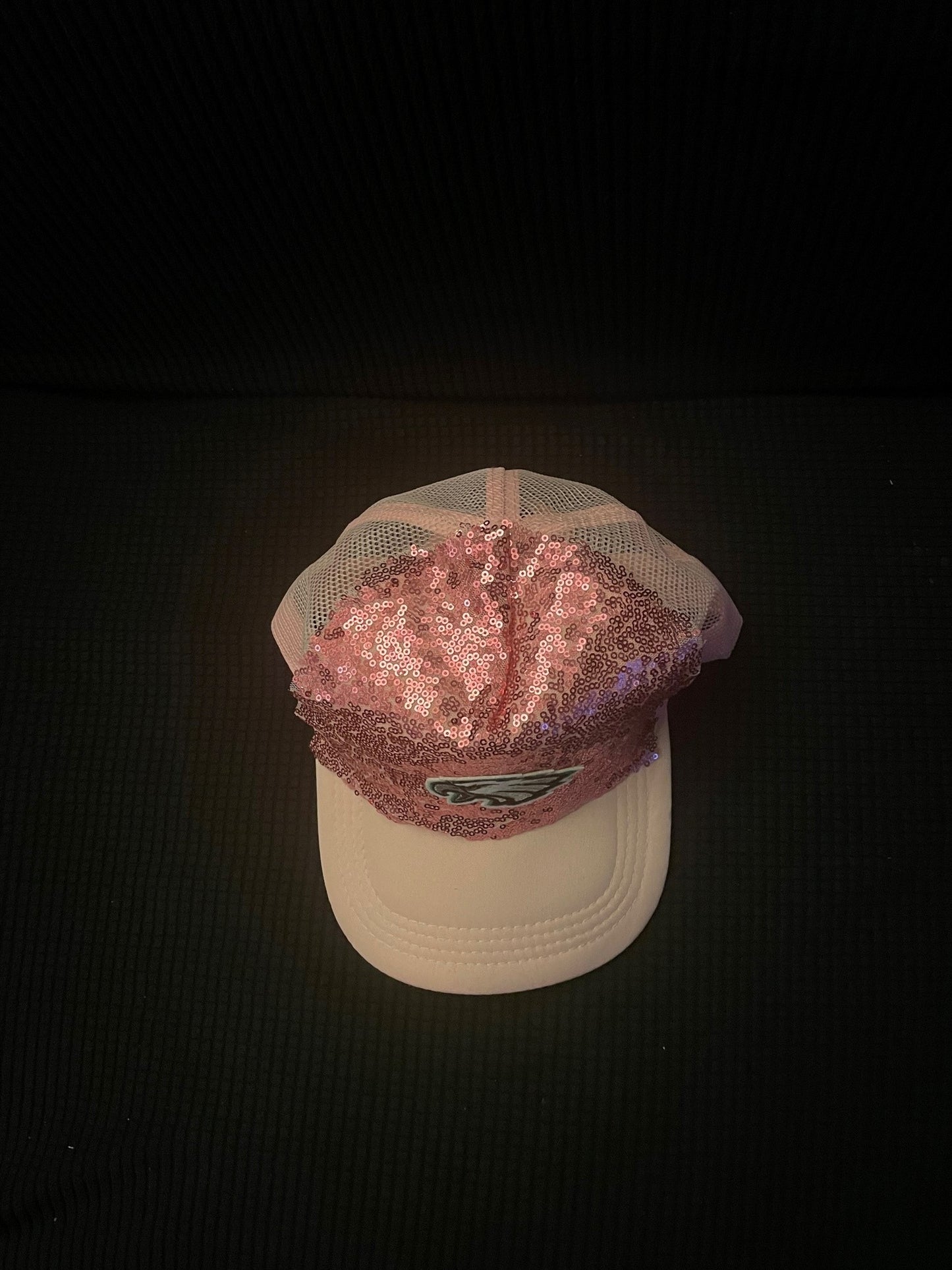 Eagles Pink Sequin Hat with Small Bird Logo